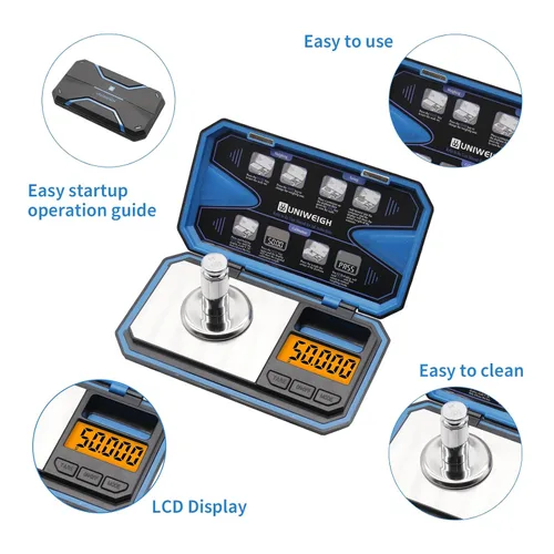 Vista 2 de Báscula de miligramo, escala de precisión de 1.76 oz/0.00 oz con peso cal de 1.76 oz Compact Pocket Mg Scale for Power Medicine,Reloading,Jewelry