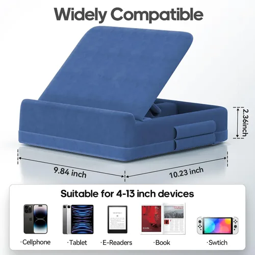 Vista 8 de KDD - Soporte de almohada para tableta con almacenamiento, soporte plegable para iPad para regazo, escritorio y cama, base de almohadilla suave