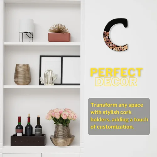 Vista 6 de Soporte de corcho con letra de vino (C) Arte decorativo de pared