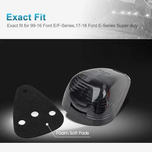 Vista 4 de Partsam 5X Luces de techo de cabina con lente ahumada negra y luces LED blancas, compatibles con Ford F150 F250 F350 F450 F550 F650 F750 E150 E250