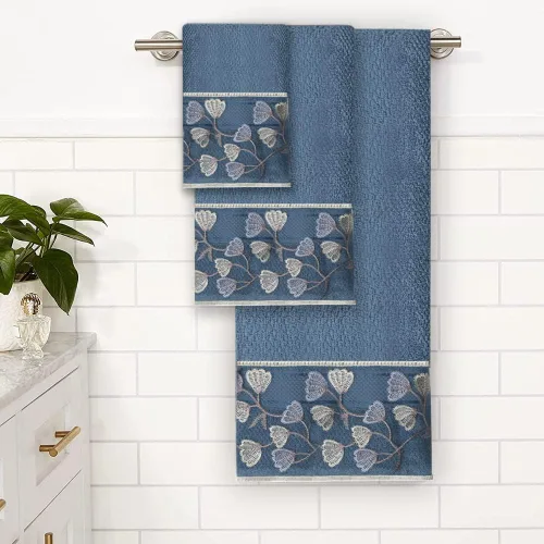 Vista 4 de Zahari Home Capri - Juego de toallas de baño de 3 piezas, toalla de baño, toalla de mano y toalla facial, decoración moderna, hermoso diseño único