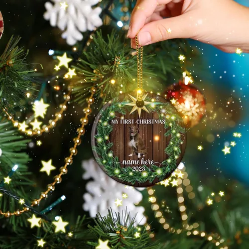 Vista 5 de Prezzy Adorno personalizado de Aussiedor para la primera Navidad, corona divertida 2023, decoración del árbol de Navidad, regalos de recuerdo