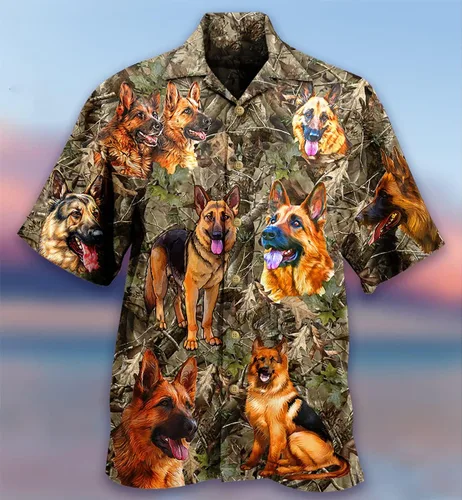Vista 2 de Dog Memories - Juego de camisas hawaianas para hombre, diseño de Aloha con botones y camisas hawaianas de manga corta para hombre, 64