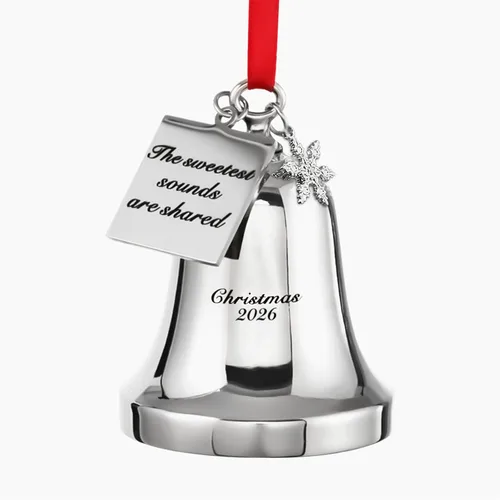 Vista 11 de JUPPE 2025 Campanas de Navidad Grabadas en Oro "Es una Maravillosa Vida" Adornos Colgantes para Árbol de Navidad Adornos de Boda y Aniversario
