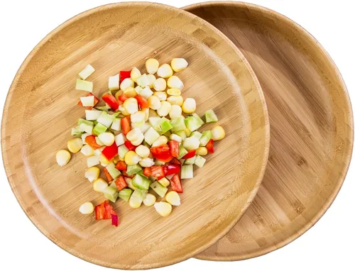 Vista 6 de Platos redondos de madera de 7.5 pulgadas para alimentos, platos de bambú reutilizables, platos de cena para mesa, 2 piezas de platos de madera