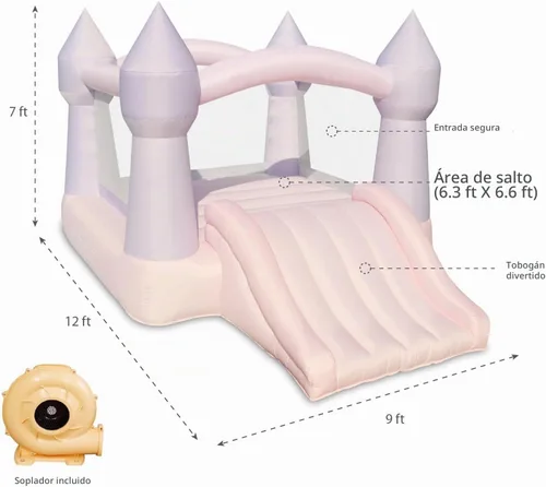 Vista 8 de Bounceland Bouncy Castle Daydreamer Casa Inflable Temática de Algodón de Azúcar, Casa Inflable Pastel con Tobogán, 12 pies de largo x 9 pies