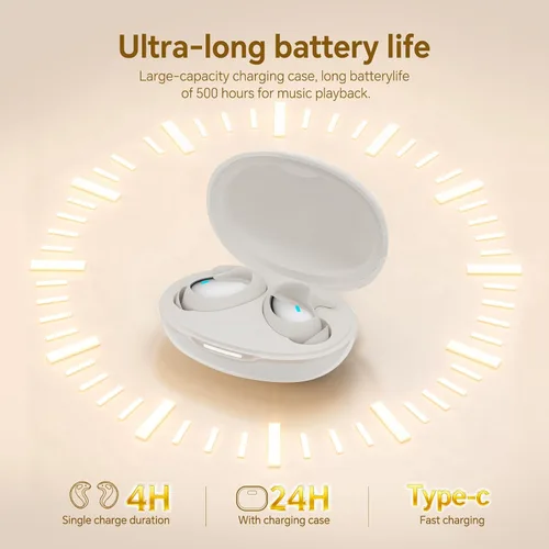 Vista 4 de Auriculares planos para dormir de lado, Bluetooth Mini invisible para dormir de lado, pequeños, inalámbricos, cómodos, para orejas pequeñas Negro
