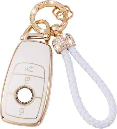 Vista 61 de Gematay Funda para llavero de Mercedes Benz con cordón, funda de TPU suave compatible con Mercedes Benz C E S M CLS CLK G Class Smart Key Holder