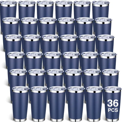 Vista 11 de Sieral 36 Pack Stainless Steel Tumblers Bulk with Lids, 20 oz, Cool Color Color fresco