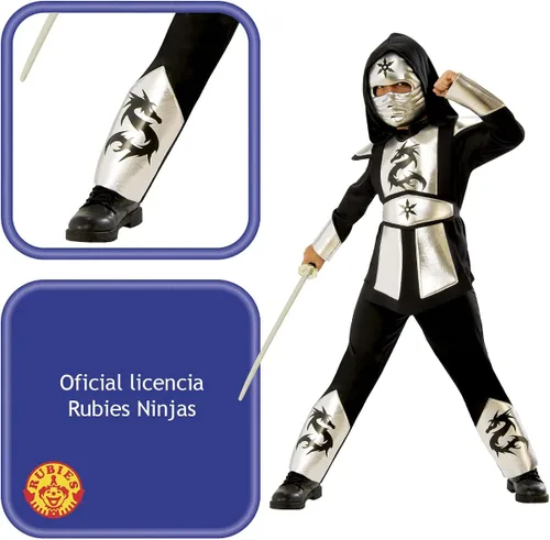 Vista 3 de Disfraz de Ninja de dragón plateado