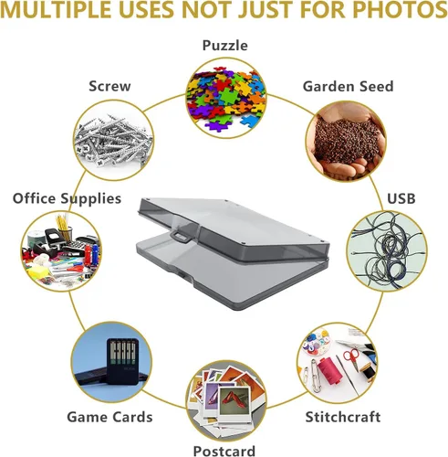 Vista 3 de Caja de almacenamiento de fotos de 5 x 7 pulgadas, 18 contenedores interiores extra grandes para organizar fotos, caja de almacenamiento de plástico