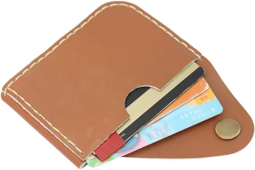 Vista 65 de Leather Card Holder Wallet, Compact Design with Slots for Cards and Cash (light brown)