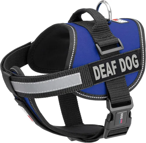 Vista 23 de Dogline Unimax - Arnés para perro con parches para perros sordos reflectantes sin tirones, correas ajustables, neopreno transpirable para médicos