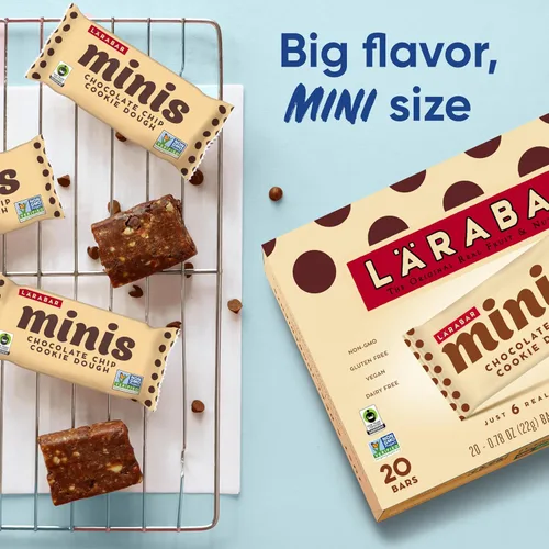 Vista 3 de Larabar - Mini barras de masa de galletas con chispas de chocolate, barra vegana de frutas y nueces sin gluten, barras de 0.78 onzas, 20