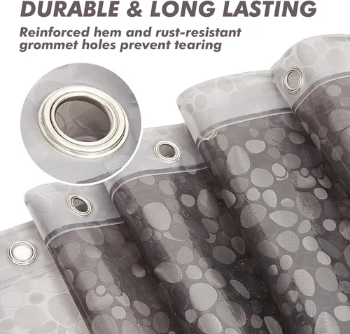 Vista 3 de Forro de cortina de ducha impermeable EVA 8G - Ganchos a prueba de óxido, imanes de servicio pesado - Mejora tu baño con durabilidad y elegancia