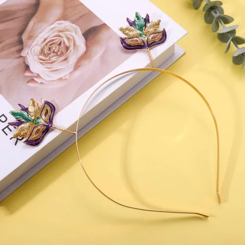 Vista 5 de YAHPERN Diademas de Mardi Gras para mujer, máscara de flor de lis, diadema de martes gordos de carnaval, accesorios para el cabello Mardi Gras