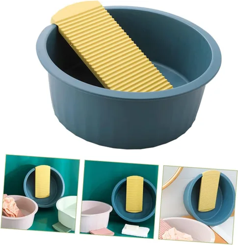 Vista 8 de Cubo grande para lavadero Clithes Scrub Basin Grey Juego de accesorios de baño Lavabo de plástico para lavar la ropa