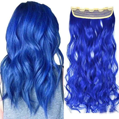 Vista 12 de Extensiones de cabello sintético de 24 pulgadas, 4.23 onzas, color negro, 5 clips, extensiones de cabello sintético resistentes al calor #1 (negro)