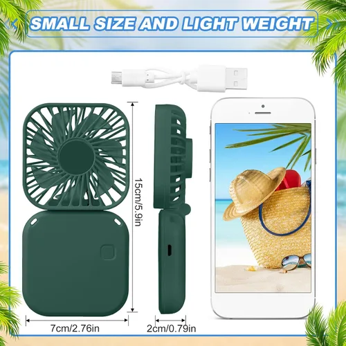 Vista 2 de Hortsun 6 piezas de collar portátil a granel, mini ventilador de mano personal recargable por USB, pequeños regalos de refrigeración plegables