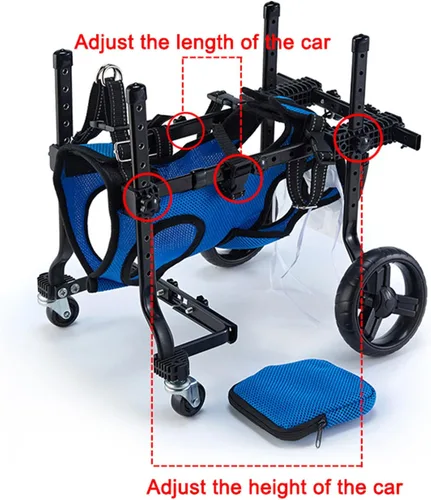 Vista 4 de Silla de ruedas para perros para patas traseras, silla de ruedas ajustable para perro, ayuda a las mascotas con extremidades traseras paralizadas