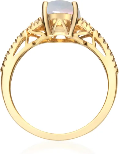 Vista 3 de Gin & Grace Anillo de ópalo etíope natural de oro amarillo de 10 quilates con diamantes reales para mujer, de origen ético, auténtico y orgánico