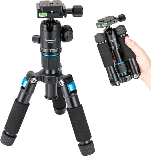 Vista 9 de Koolehaoda - Mini trípode de mesa de 20 pulgadas con cabezal de bola de 360°, portátil, color negro Aluminum Desktop Tripod Stand, Load up to