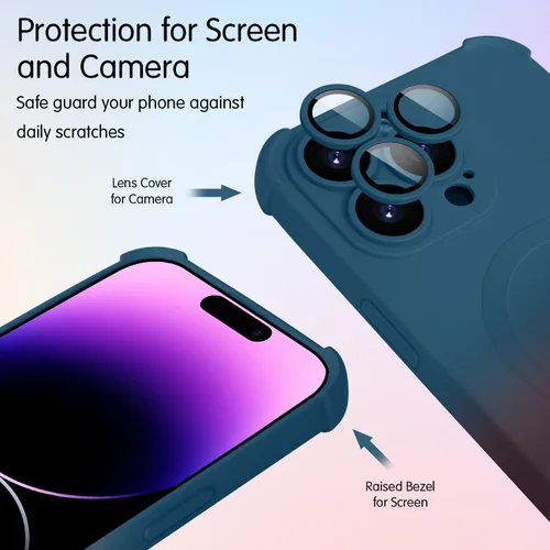 Vista 3 de Funda magnética para iPhone 12 de 6.1 pulgadas con protector de lente de cámara, protección contra caídas [compatible con Magsafe] Funda delgada