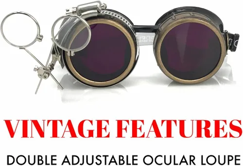 Vista 4 de Steampunk - Gafas de estilo victoriano con diseño de brújula y lupa ocular, gafas de rave