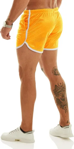 Vista 7 de Ouber Pantalones cortos ajustados para hombre, culturismo, entrenamiento, gimnasio, correr, pantalones cortos de levantamiento ajustados
