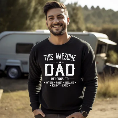 Vista 2 de IZI POD - Camisa personalizada para el abuelo y papá, camisa personalizada con nombre para papá, nietos, Navidad, Día del Padre, abuelo, papá
