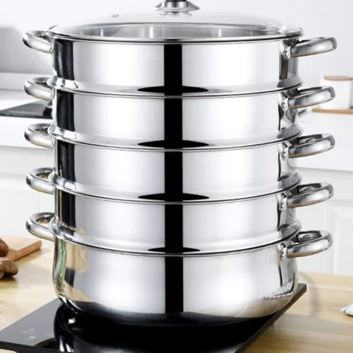 Vista 7 de YARNOW Olla de acero inoxidable para salsas, vaporera, utensilios de cocina, vaporizador de verduras, utensilios de cocina, ollas, cacerola, cesta