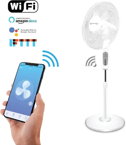 Vista 6 de Technical Pro FXA16W WIFI habilitado para ventilador de pie de 16 pulgadas con función oscilante y compatible con Amazon Alexa/Google Home Control