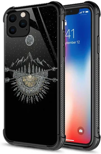 Vista 13 de ZHEGAILIAN Funda compatible con iPhone 12/12 Pro, funda de invasión de vaca alienígena OVNI, parte trasera de vidrio templado + funda protectora