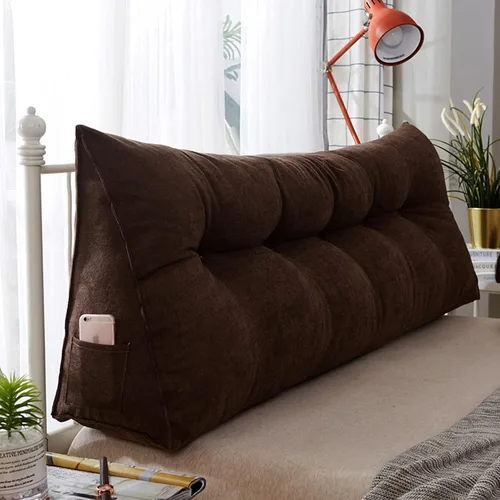 Vista 7 de Almohada triangular para cabecero, almohada de cuña de lectura, cojín de cabecero, almohada de respaldo para día, cama, litera, funda extraíble Negro