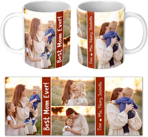 Vista 7 de Taza de café personalizada con fotos y nombres, mejor amigo, mejor juntos, collage de fotos personalizado con texto, regalos para amigos, impresión
