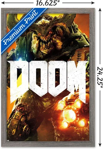 Vista 3 de Trends International Doom - Cyber Demon Wall Poster, 22.4L x 14.7W, Barnwood Framed Version