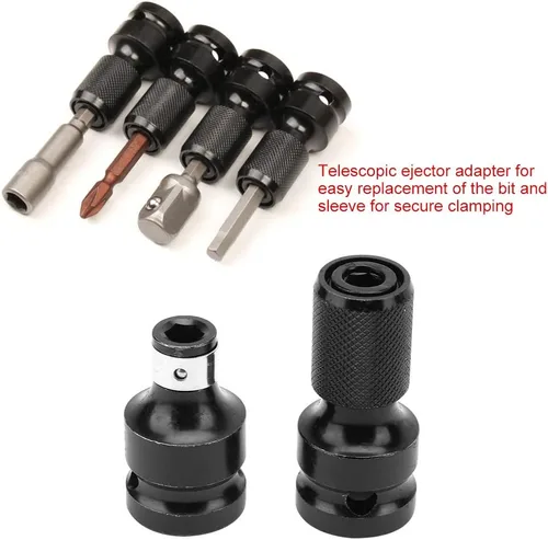 Vista 3 de Llave de impacto de 1/2 a 1/4, llave de impacto de enchufe para conversiones de trinquete, juego de llaves de taladro y destornilladores