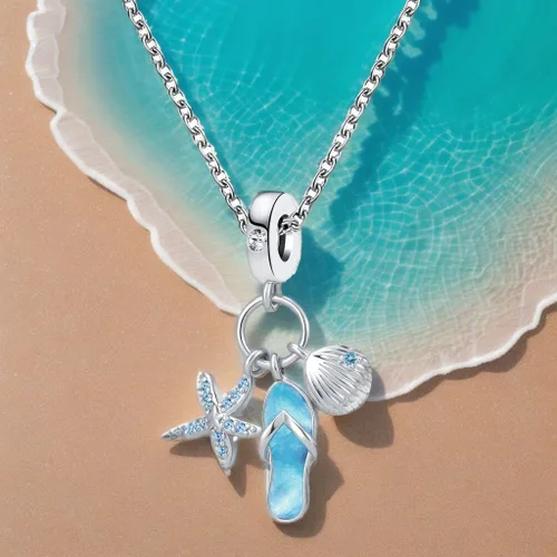 Vista 6 de DWJSu Pantuflas de playa con diseño de estrella de mar y concha de mar para niñas y mujeres