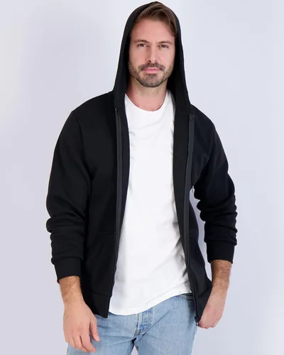 Vista 2 de Paquete de 3 sudadera con capucha de manga larga y cremallera completa para hombre, chaqueta atlética (disponible en tallas grandes y altas)