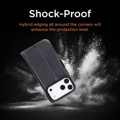 Vista 86 de Bayelon Funda tipo cartera para iPhone 15 Pro, cartera de cuero de grano completo, funda magnética desmontable, tarjetero, funda tipo cartera
