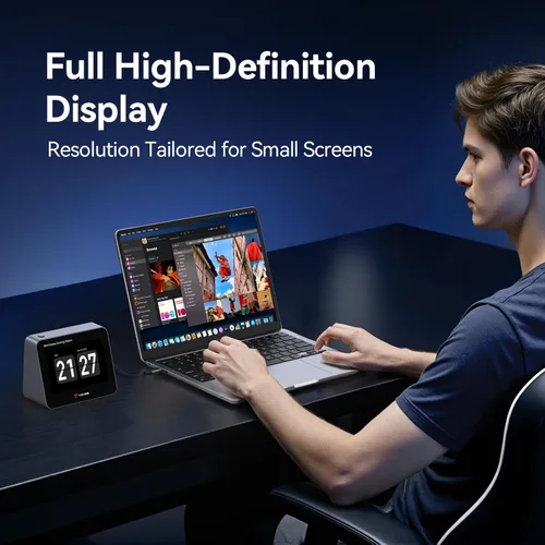 Vista 2 de Tobenone Mini monitor FHD 1080P de 5 pulgadas para PC con concentrador USB-C, 100 W PD, 4 puertos USB, SD/Micro SD, monitor portátil para marco