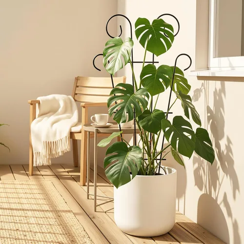 Vista 3 de Thealyn Paquete de 4 enrejados de plantas de 23 pulgadas para plantas en maceta, enrejado de jardín de metal para plantas trepadoras, soporte