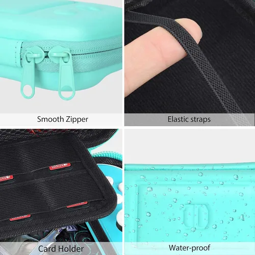 Vista 2 de CoBak Carrying Case for Nintendo Switch Lite - with 1 Screen Protector, 1 Grip Case and 4 Thumb Grip Caps, Ultra Slim Premium EVA Travel Pouch
