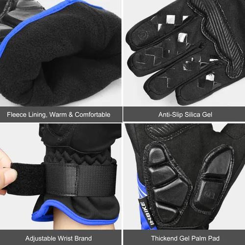 Vista 5 de INBIKE Guantes de ciclismo para hombres invierno a prueba de viento reflexivo almohadillas de gel térmico pantalla táctil