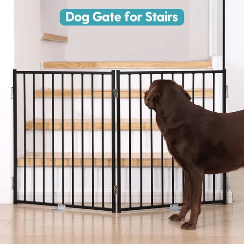 Vista 6 de No Pawblems - Puerta independiente para perros, valla plegable de 30 pulgadas de alto para interiores, extensión de puerta extra ancha para Blanco
