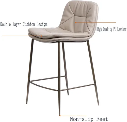 Vista 4 de Tall Bar Stools Bar Chair Modern Minimalist Metal High Stool Home Double Cushion Back Chair Home Restaurant Kitchen Bar Table Chair Barstools