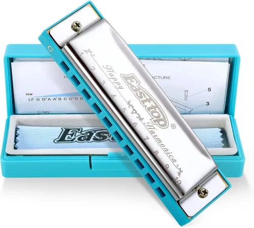 Vista 9 de East top - Armónica Blues diatónica de 10 agujeros en C, órgano de boca Happy para principiantes, niños, niños, estudiantes, regalo, con estuche