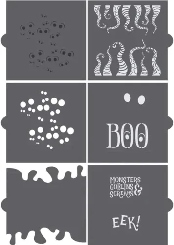 Vista 2 de Plantillas de galletas de Halloween Monstruos y Goblins Paquete de seis plantillas