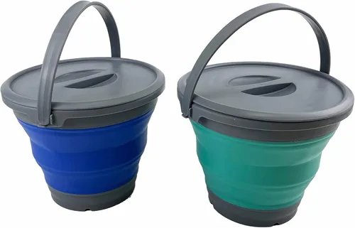 Vista 9 de SAMMART Cubo de plástico plegable de 5.5L (1.4 galones) con tapa, bañera redonda plegable con tapa, cubo de agua portátil para pesca, bote de agua