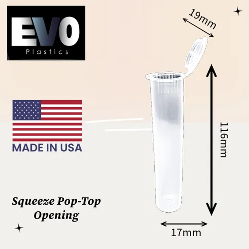 Vista 5 de Evo Plastics - 1000 tubos transparentes de 4.567 in, sin BPA, viales herméticos para un almacenamiento seguro, fabricados en los Estados Unidos
